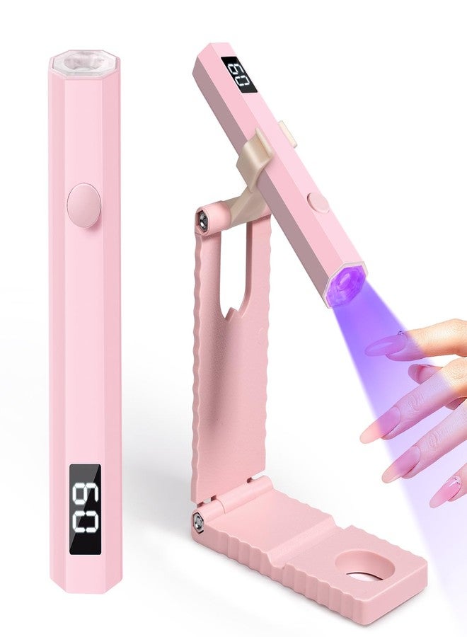 krofaue Mini Handheld UV Light for Gel Nails with Stand, Portable Rechargeable Nail Lamp with 2 Timers, Flash Cure for Rhinestone Glue Decoration at Home DIY, Travel - Image 1